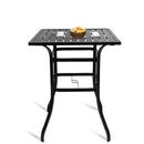 Bigroof Patio 31.5" x 31.5" Large Square High Bar Table with Wood Like Top, 1.57" Umbrella Hole and Metal Frame for 2 or 4 Person