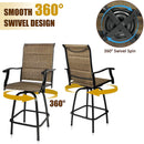 Patio Bar Table And 360° Swivel Stools with High Back and Armrest, Padded Textilene Swivel Chairs with Wook Like Top Table, Outdoor Furniture Set (Table & Chairs) - bigroofus