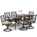 Copy of Bigroof 7 Piece Metal Outdoor Patio Dining Sets for 6, Swivel Chairs with Cushion and Steel 63" Rectangle Table with Umbrella Hole