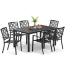 Copy of Bigroof 7 Piece Metal Outdoor Patio Dining Sets for 6, Stackable Chairs and Steel 60" Rectangle Table with Umbrella Hole