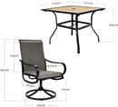 Bigroof Patio Furniture Sets 5 Piece Outdoor Dining Set Table and Chairs with 1 x 37"x37" Square UmbrellaTable and 4 x Textilene Swivel Patio Chair for Outdoor, Kitchen, Backyard, Patio, Lawn & Garden - bigroofus