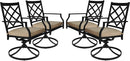 Bigroof Swivel Patio Chairs Set of 2 Outdoor Metal Steel-Framed Rocking Dining Chairs with Seat Cushion Backyard Furniture Sets for Patio, Lawn & Garden