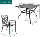 Bigroof 5 Piece Metal Outdoor Patio Dining Sets for 4, Stackable Chairs and Steel 37" Square Table with Umbrella Hole