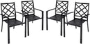 Bigroof Outdoor Patio Dining Chairs Set of 2, Metal Stackable Bistro Deck Chairs Support 300LB All-Weather Patio Furniture for Backyard, Deck, Patio, Lawn & Garden