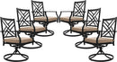 Bigroof Swivel Patio Chairs Outdoor Metal Steel-Framed Rocking Dining Chairs with Seat Cushion Backyard Furniture Sets for Patio, Lawn & Garden