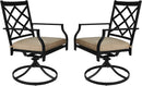 Bigroof Swivel Patio Chairs Set of 2 Outdoor Metal Steel-Framed Rocking Dining Chairs with Seat Cushion Backyard Furniture Sets for Patio, Lawn & Garden