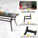 Bigroof Outdoor 68" Patio Metal Steel Classic Rectangle Dining Table Brown Imitation Wood Grain Desktop for Garden, Backyard, Deck