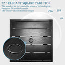 Bigroof Outdoor Patio Side Coffee Table Metal 22'' Square Umbrella Table with 1.57" Umbrella Hole and Black Imitation Wood Grain Desktop for Garden, Poolside, Deck