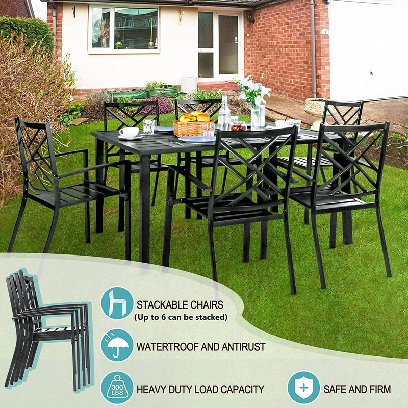 Bigroof Outdoor Patio Dining Chairs, Metal Stackable Bistro Deck Chairs All-Weather Patio Furniture for Backyard, Deck, Patio, Lawn & Garden