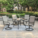 Bigroof Patio Furniture Sets 5 Piece Outdoor Dining Set Table and Chairs with 1 x 37"x37" Square UmbrellaTable and 4 x Textilene Swivel Patio Chair for Outdoor, Kitchen, Backyard, Patio, Lawn & Garden - bigroofus