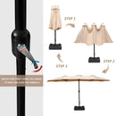 Bigroof 15ft Double-Sided Patio Umbrella Twin Extra Large Umbrella with Crank Handle & Umbrella Base - bigroofus