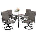 Bigroof Patio Furniture Table and Chairs 5 Pieces Set, 1 x 37" Metal Patio Dining Table with 1.57" Umbrella Hole and 4 x Textilene Swivel Patio Chairs for Outdoor, Kitchen, Backyard, Patio, Lawn & Garden - bigroofus