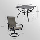 Bigroof Patio Furniture Table and Chairs 5 Pieces Set, 1 x 37" Metal Patio Dining Table with 1.57" Umbrella Hole and 4 x Textilene Swivel Patio Chairs for Outdoor, Kitchen, Backyard, Patio, Lawn & Garden - bigroofus